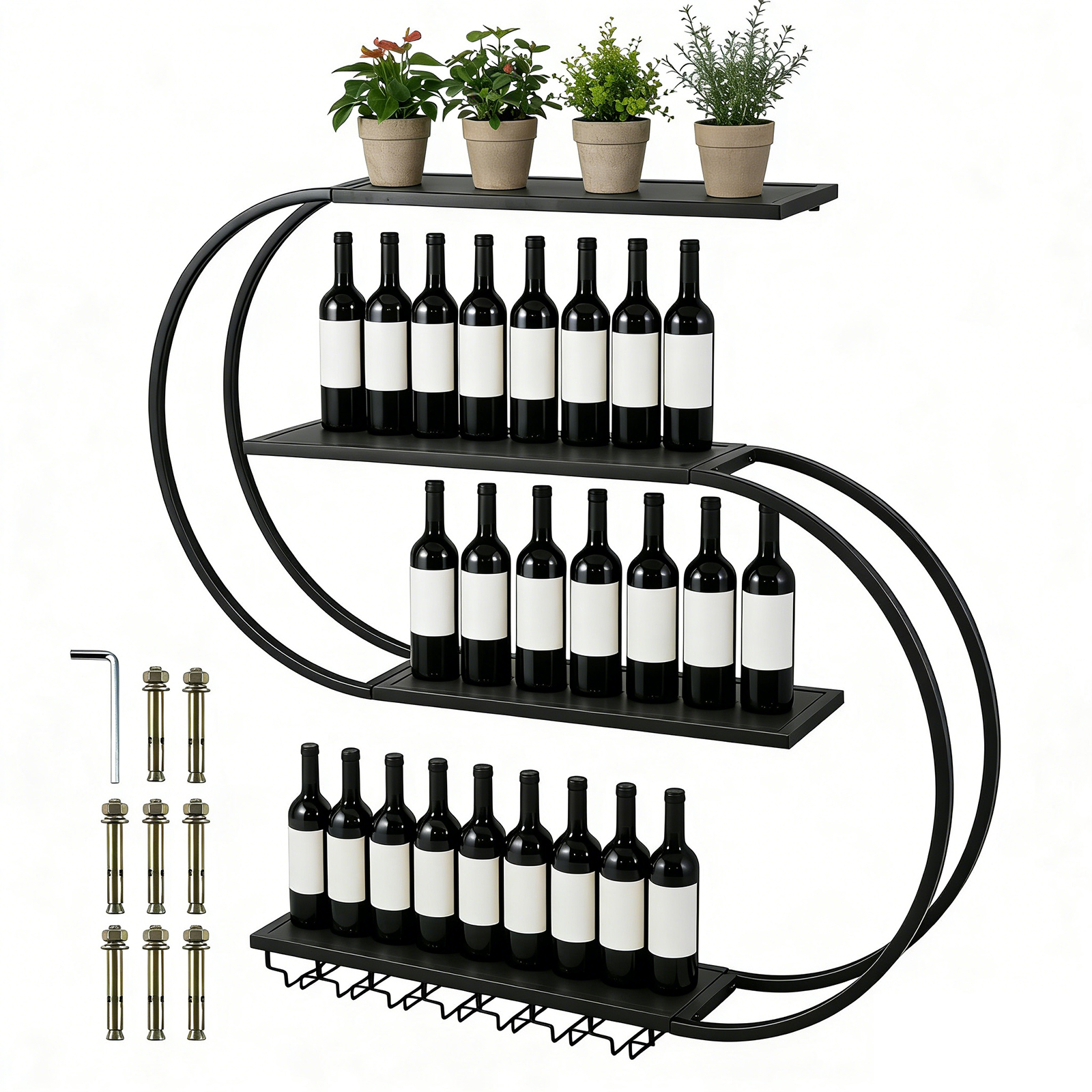 Lighting Metal Wall Decor - LED Lighted Wall Mounted Wine Rack