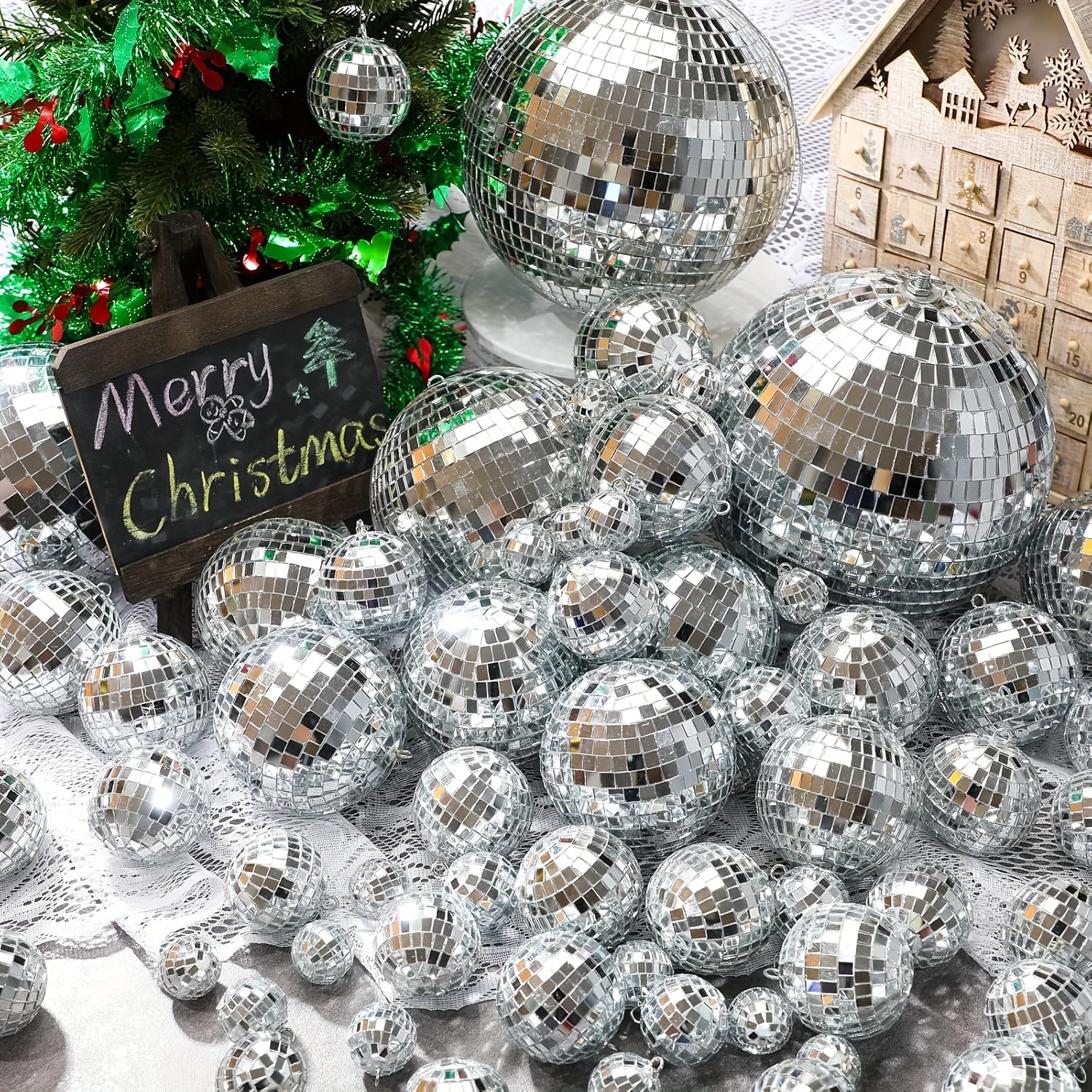 Disco Ball Mirror - 74pcs Disco Ball, Christmas Decoration Balls,