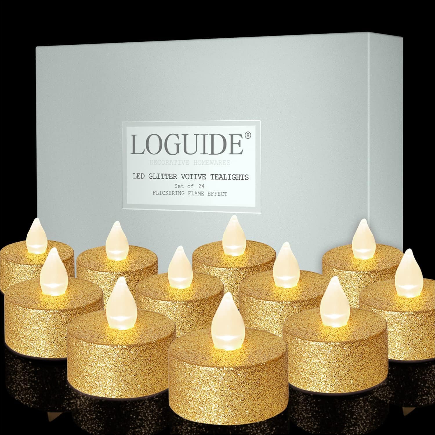 Decor Lighting Pack - Gold LED Tea Lights, 24 Pack