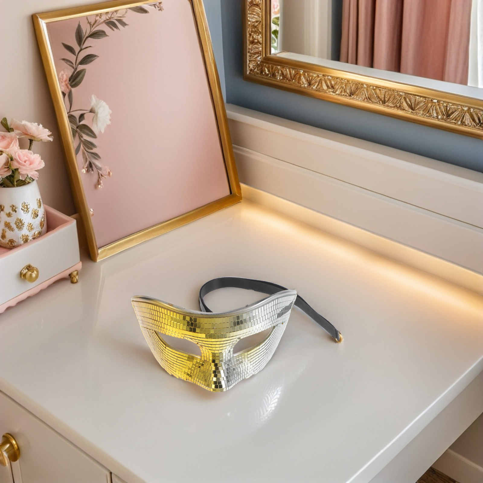 Disco Ball Mirror - Disco Ball Glitter Mask Mirror Surface