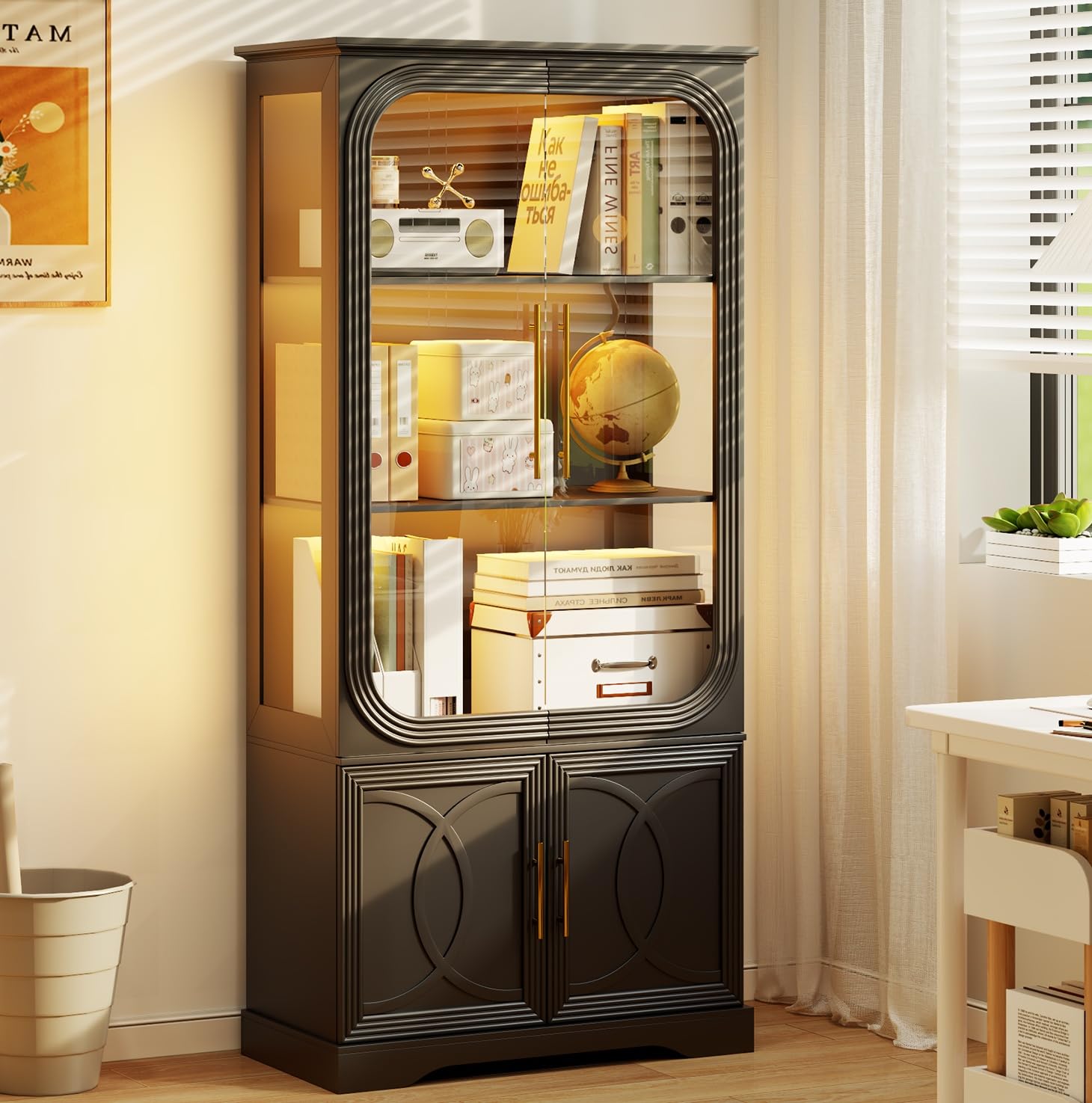 Lighting & Home Decor Studio Photos - Display Curio Cabinet with Glass Doors,