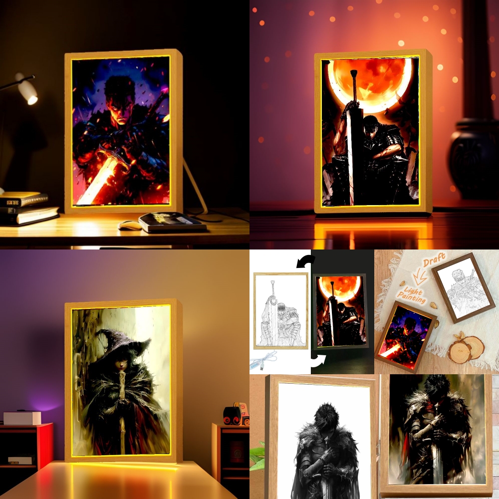 Lighting Room Decor Photo - Anime Figure Light Painting Photo Frame