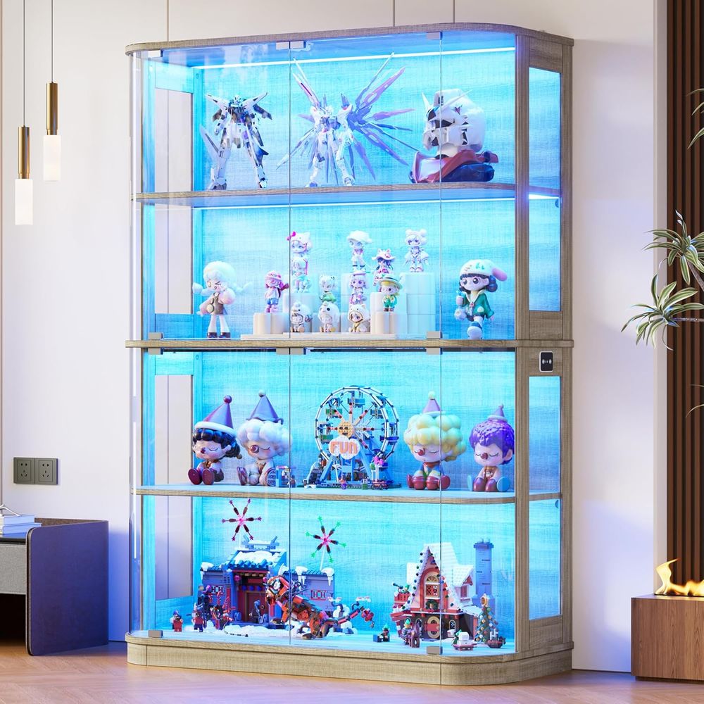 Lighting & Home Decor Studio Photos - 47.2 Glass-Door 4-Tier Display Cabinet with