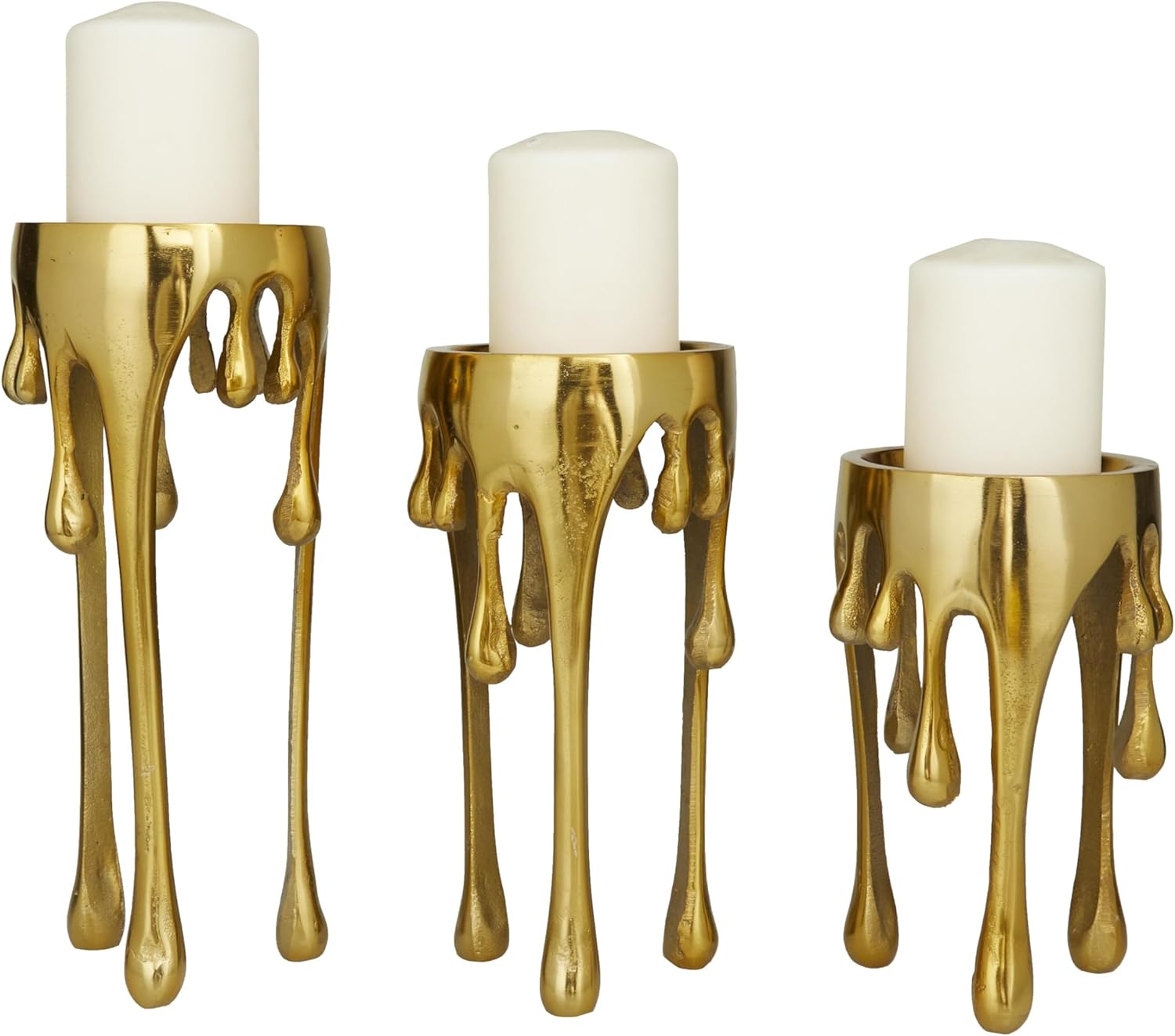Candle Holder Set - Gold Abstract Aluminum Candle Holder Set