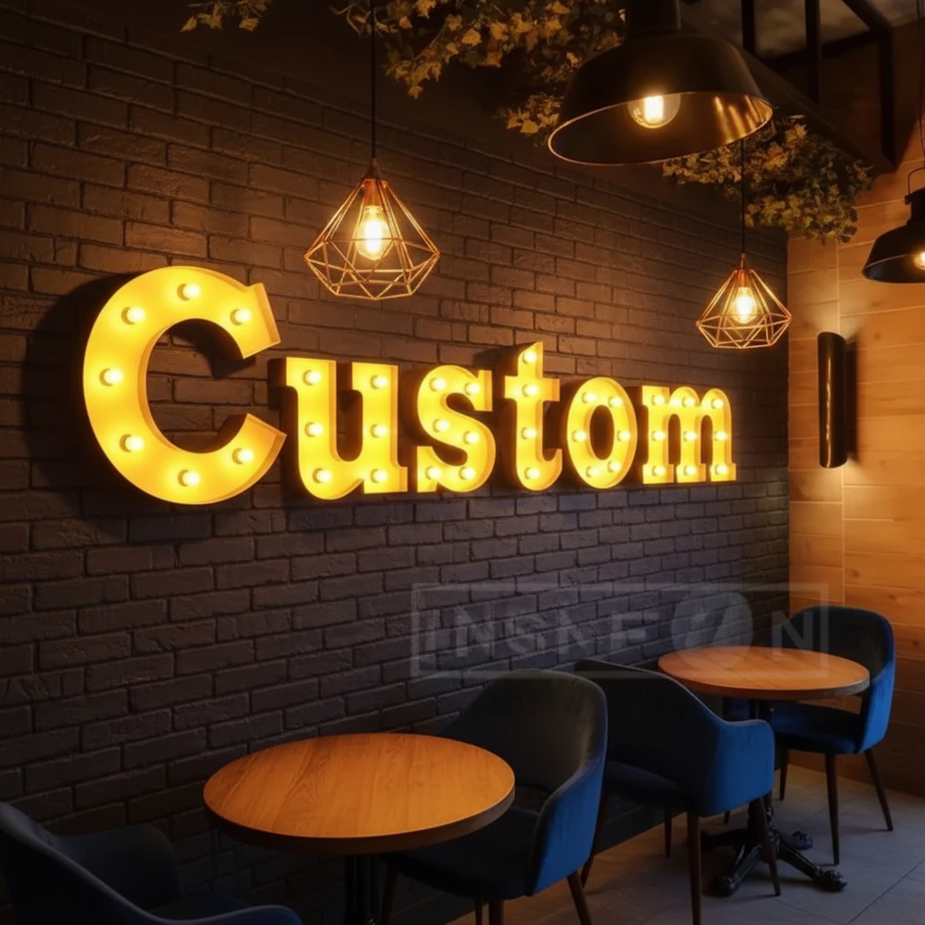 Lighting Metal Wall Decor - Custom Bulb Letters Metal Light Marquee