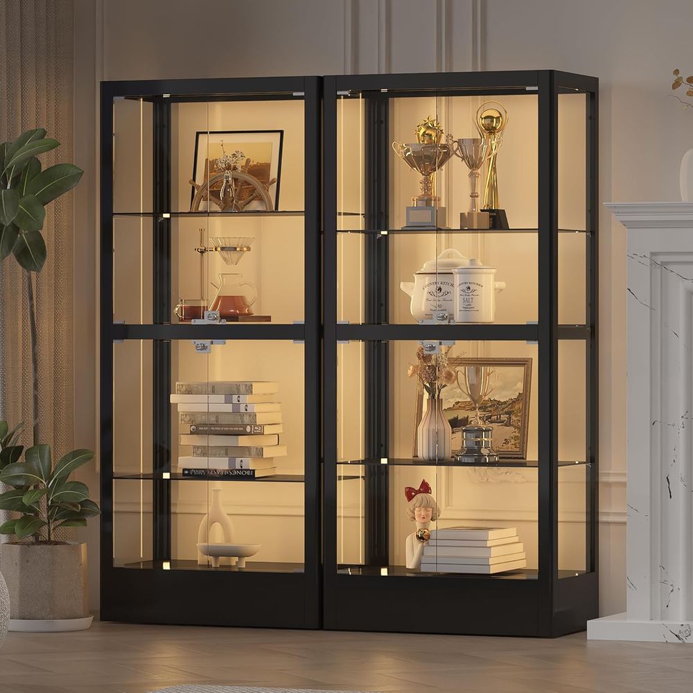 Lighting & Home Decor Studio Photos - 4-Sided Lockable Glass Display Cabinet with
