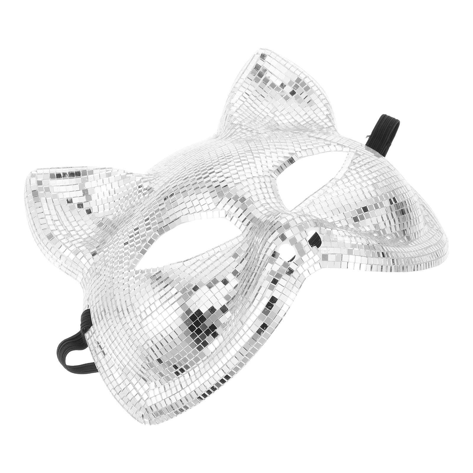 Disco Ball Mirror - Rhinestone Mirror Cat Masquerade Mask Half