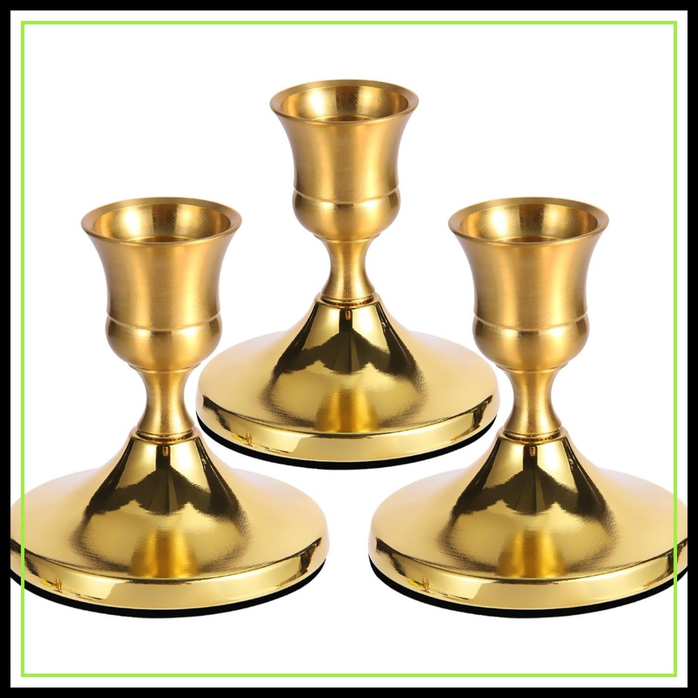 3 Pcs Brass Gold Taper Candle  - Candle Holder Set 리뷰 및 가격