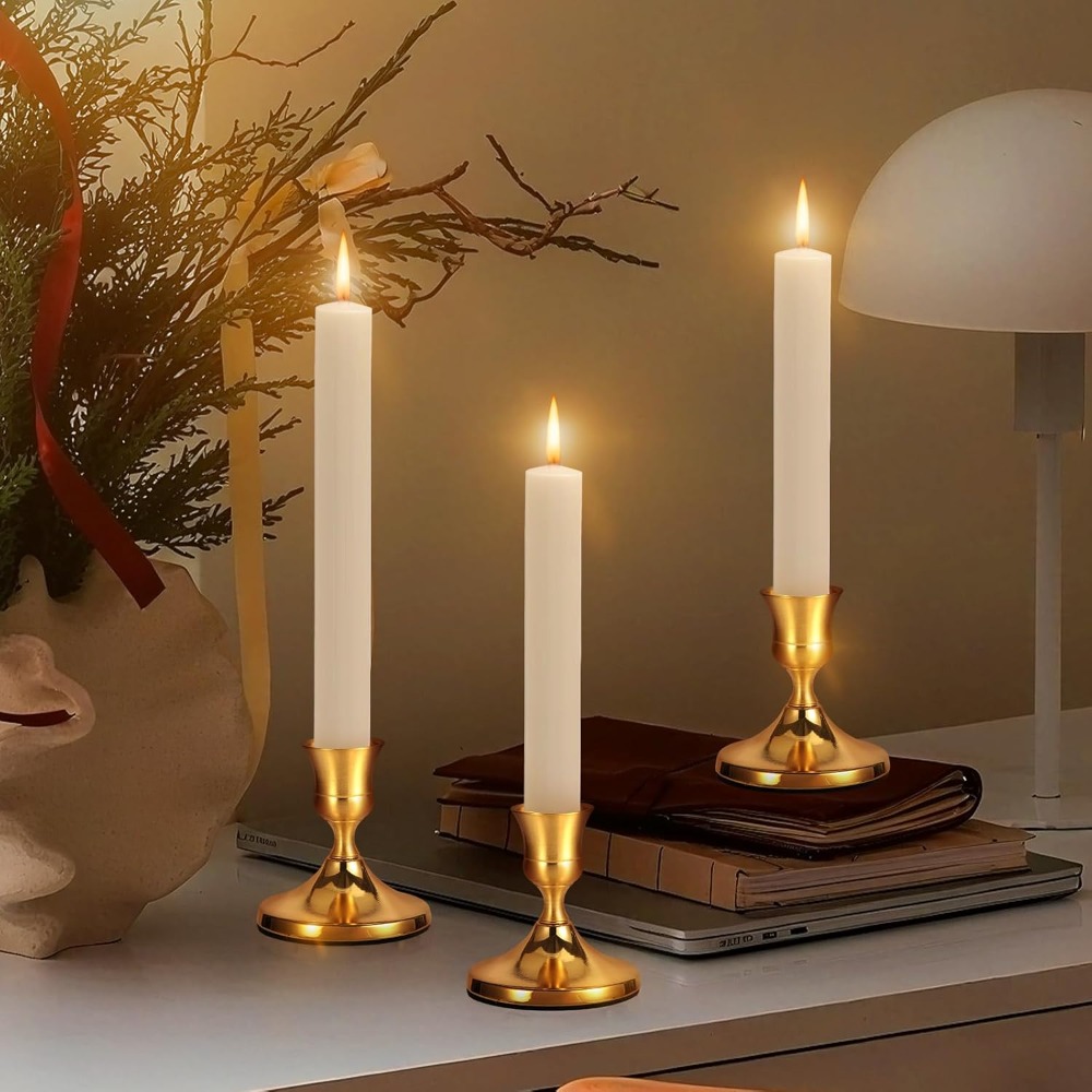 3 Pcs Brass Gold Taper Candle  - Candle Holder Set 리뷰 및 가격