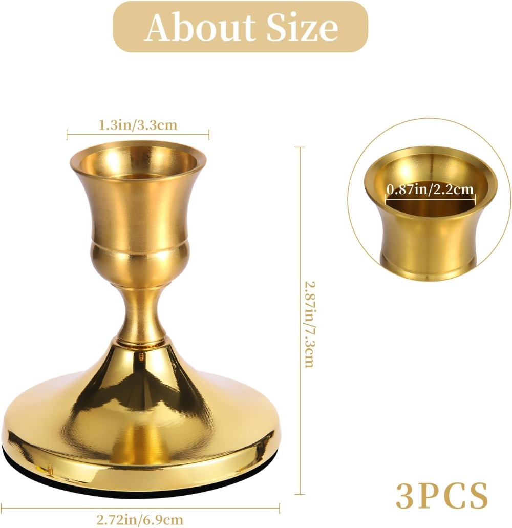 3 Pcs Brass Gold Taper Candle  - Candle Holder Set 리뷰 및 가격