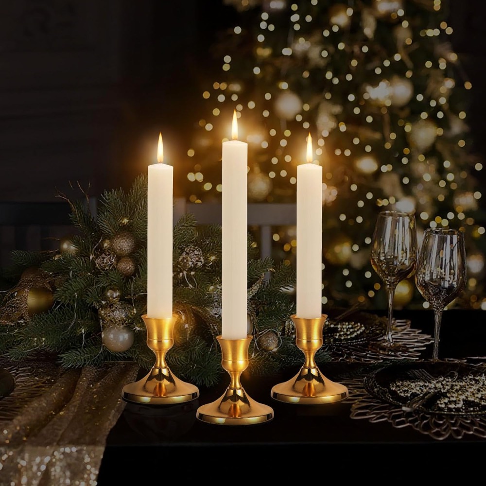3 Pcs Brass Gold Taper Candle  - Candle Holder Set 리뷰 및 가격