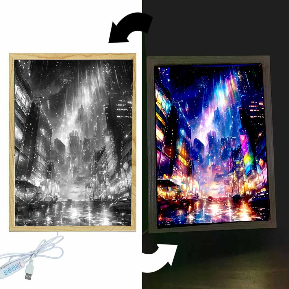Beautiful City Light Painting  - Lighting Room Decor Photo 리뷰 및 가격