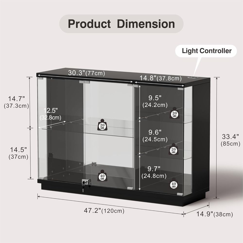 Glass Display Cabinet with Loc - Lighting & Home Decor Studio Photos 리뷰 및 가격