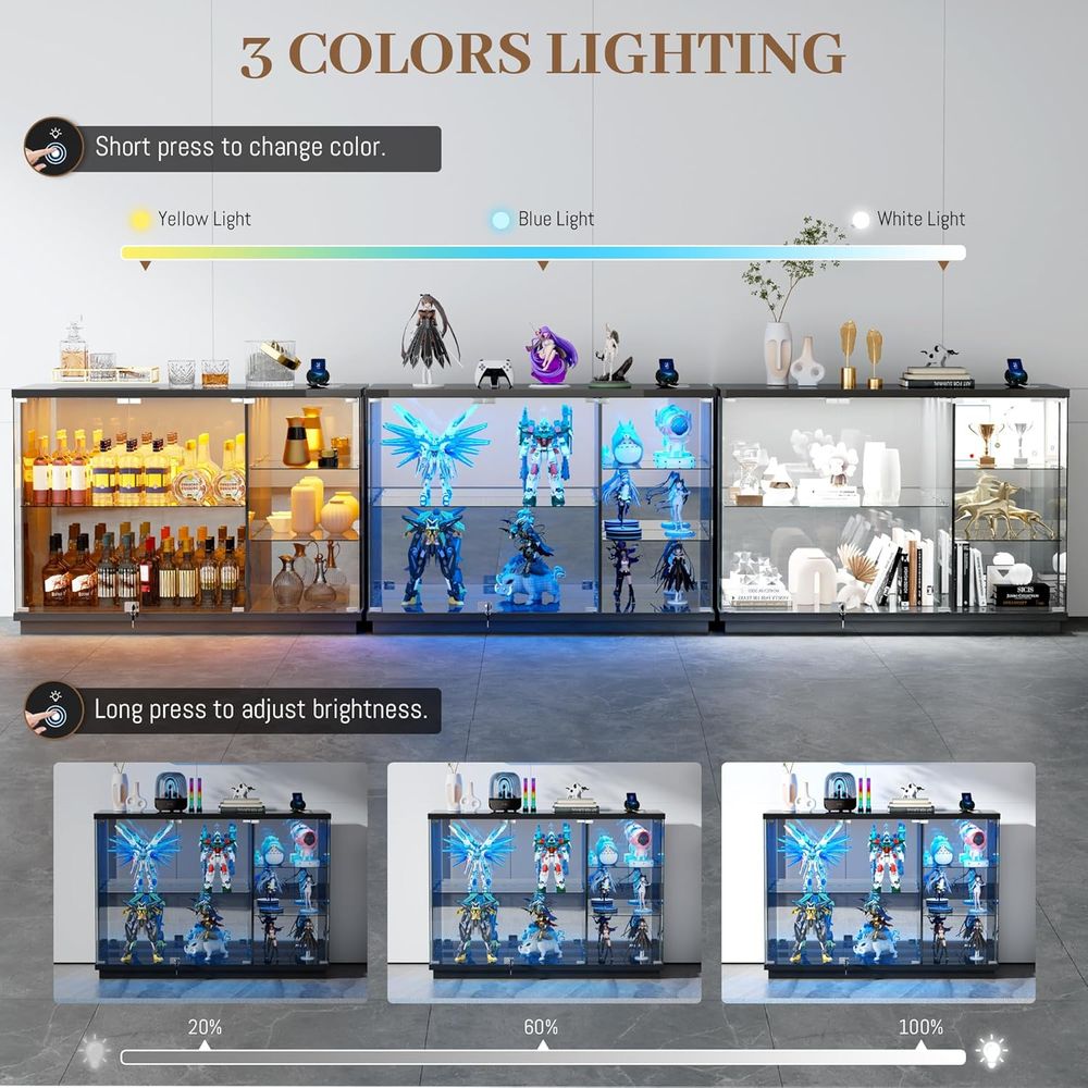 Glass Display Cabinet with Loc - Lighting & Home Decor Studio Photos 리뷰 및 가격
