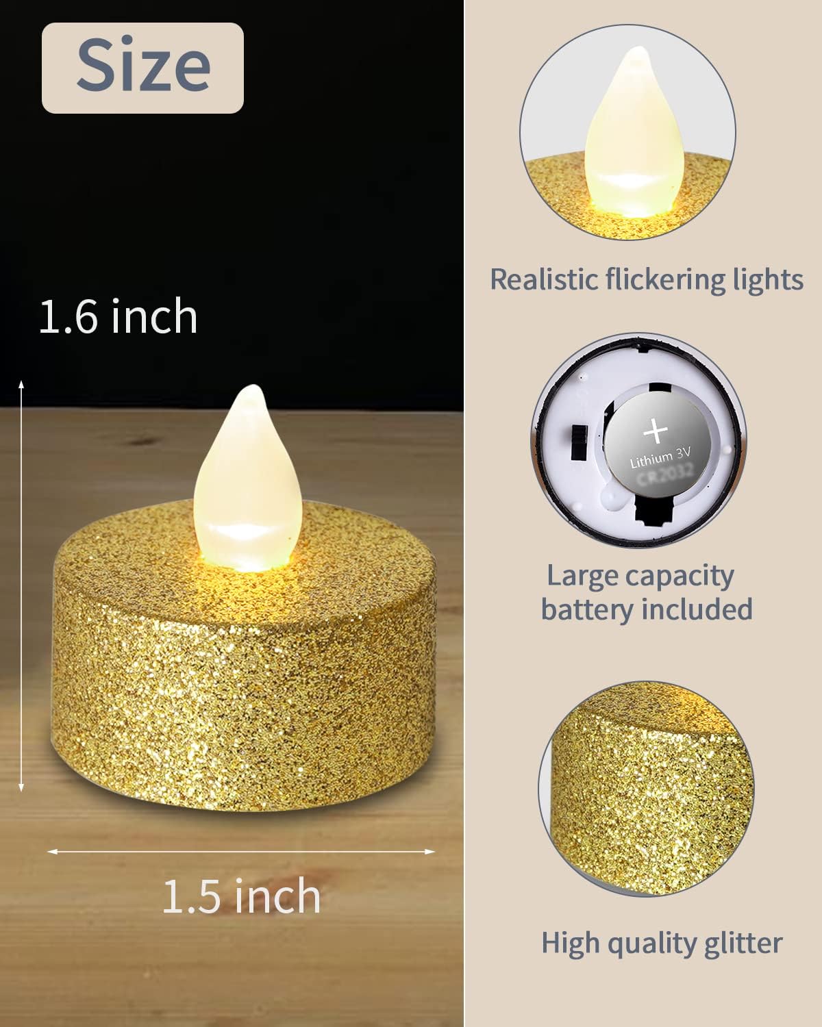 Gold LED Tea Lights, 24 Pack F - Decor Lighting Pack 리뷰 및 가격