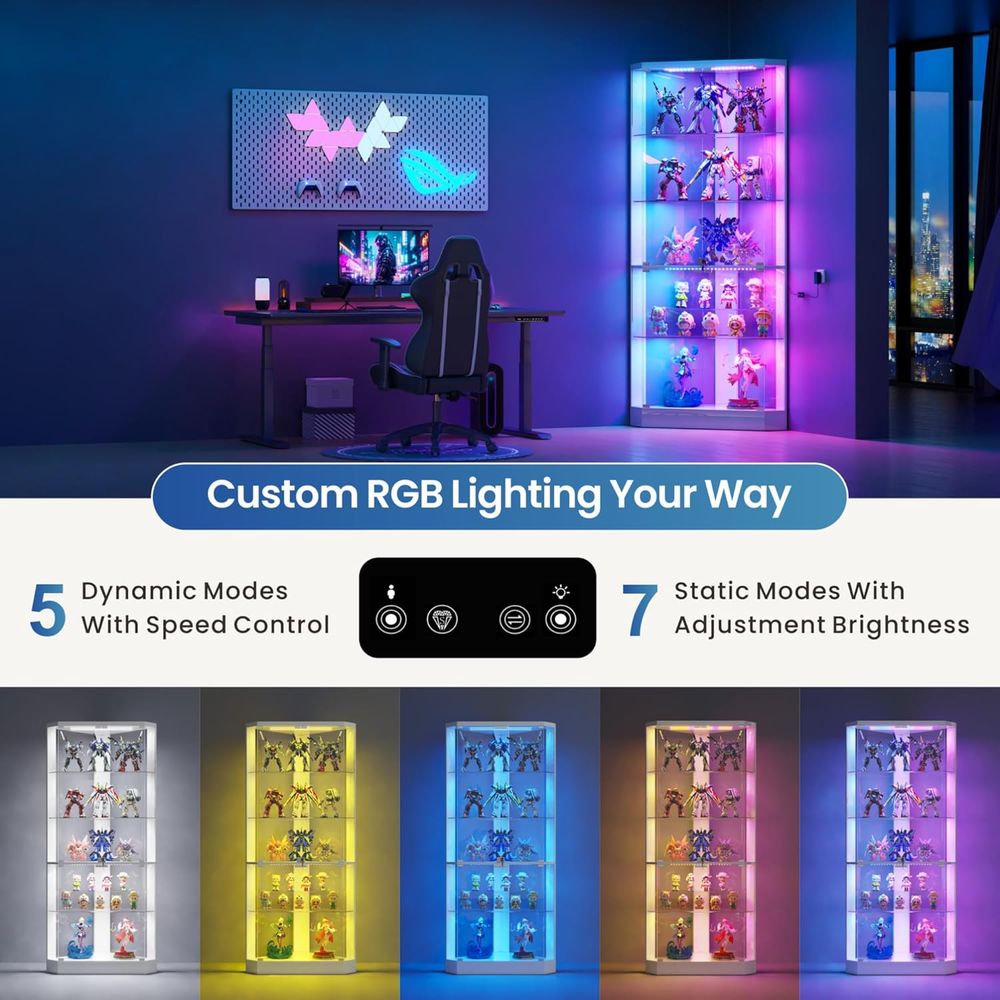 5-Tier White Display Cabinet w - Lighting & Home Decor Studio Photos 리뷰 및 가격