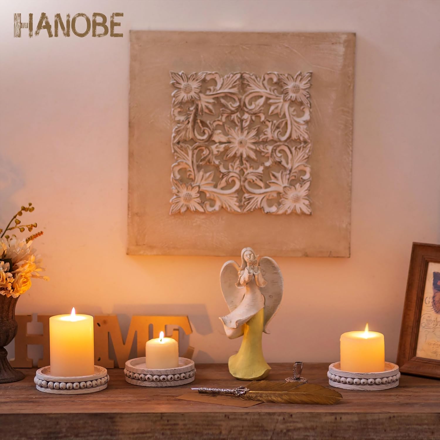 Wooden Candle Holder for Pilla - Candle Holder Set 리뷰 및 가격