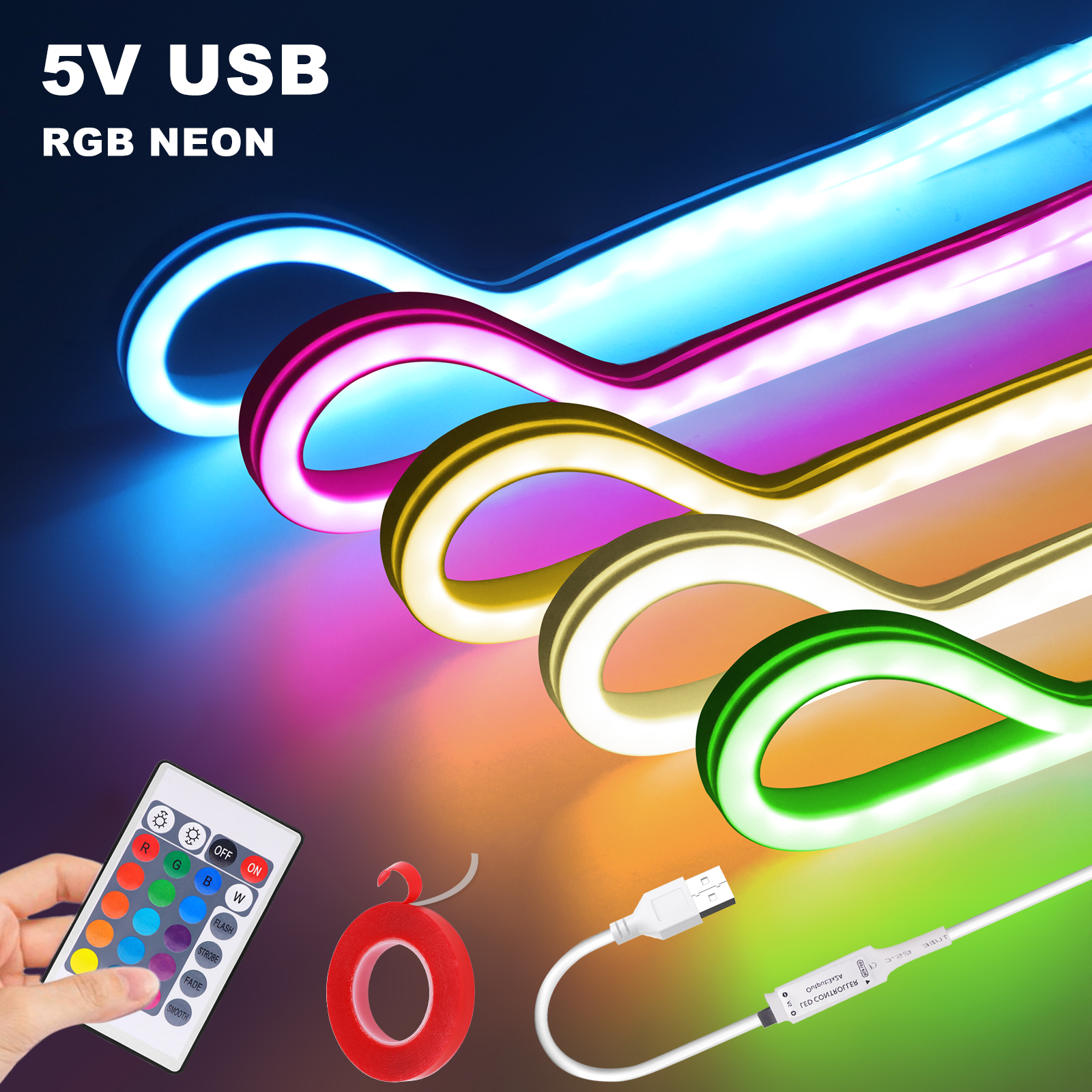 5V RGB Neon Strip Light 1M 2M  - Lighting Decor And More 리뷰 및 가격