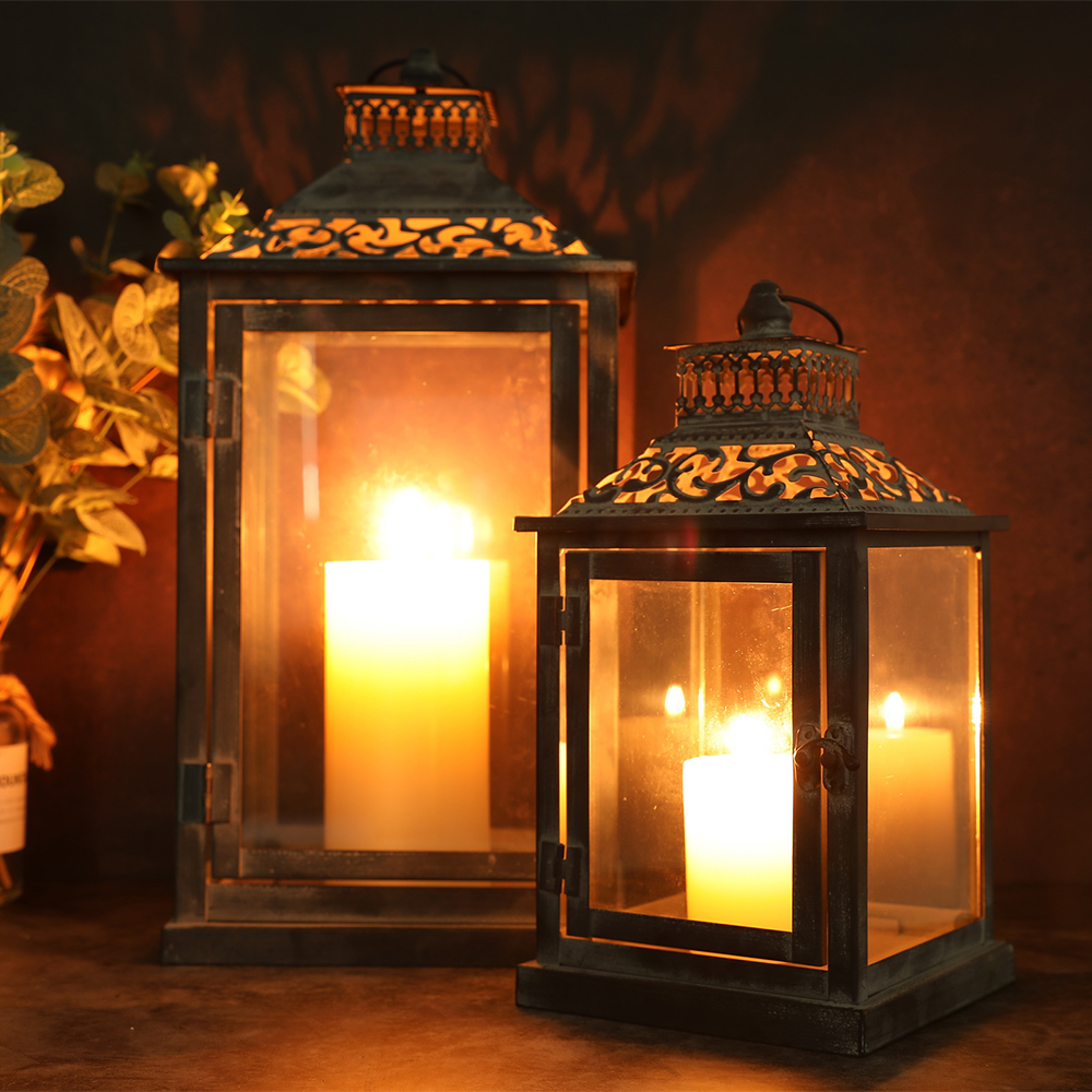 Set of Two Antique Grey Metal  - Candle Holder Set 리뷰 및 가격