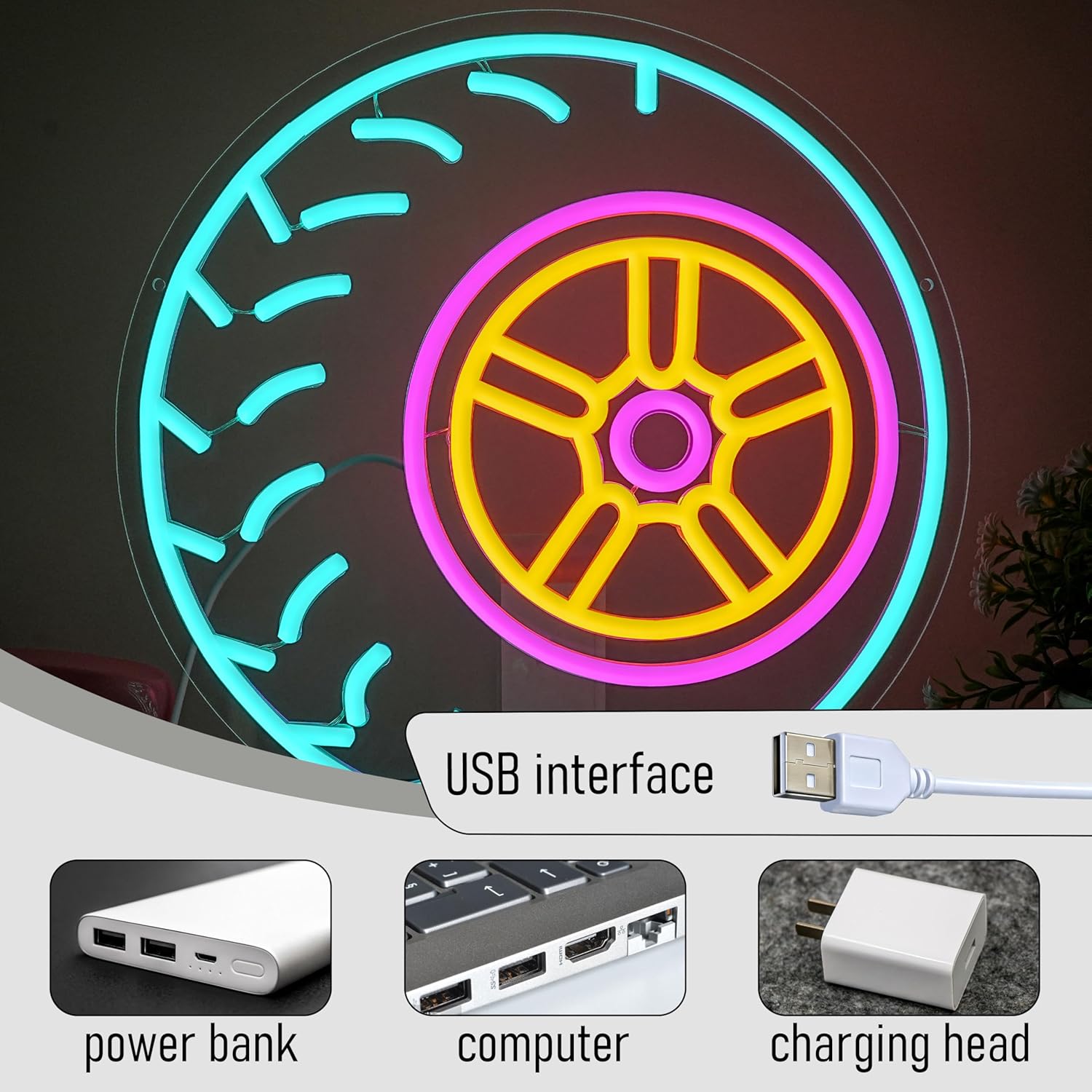 Automobile Tire Neon Sign Busi - Garage Lighting Decor 리뷰 및 가격
