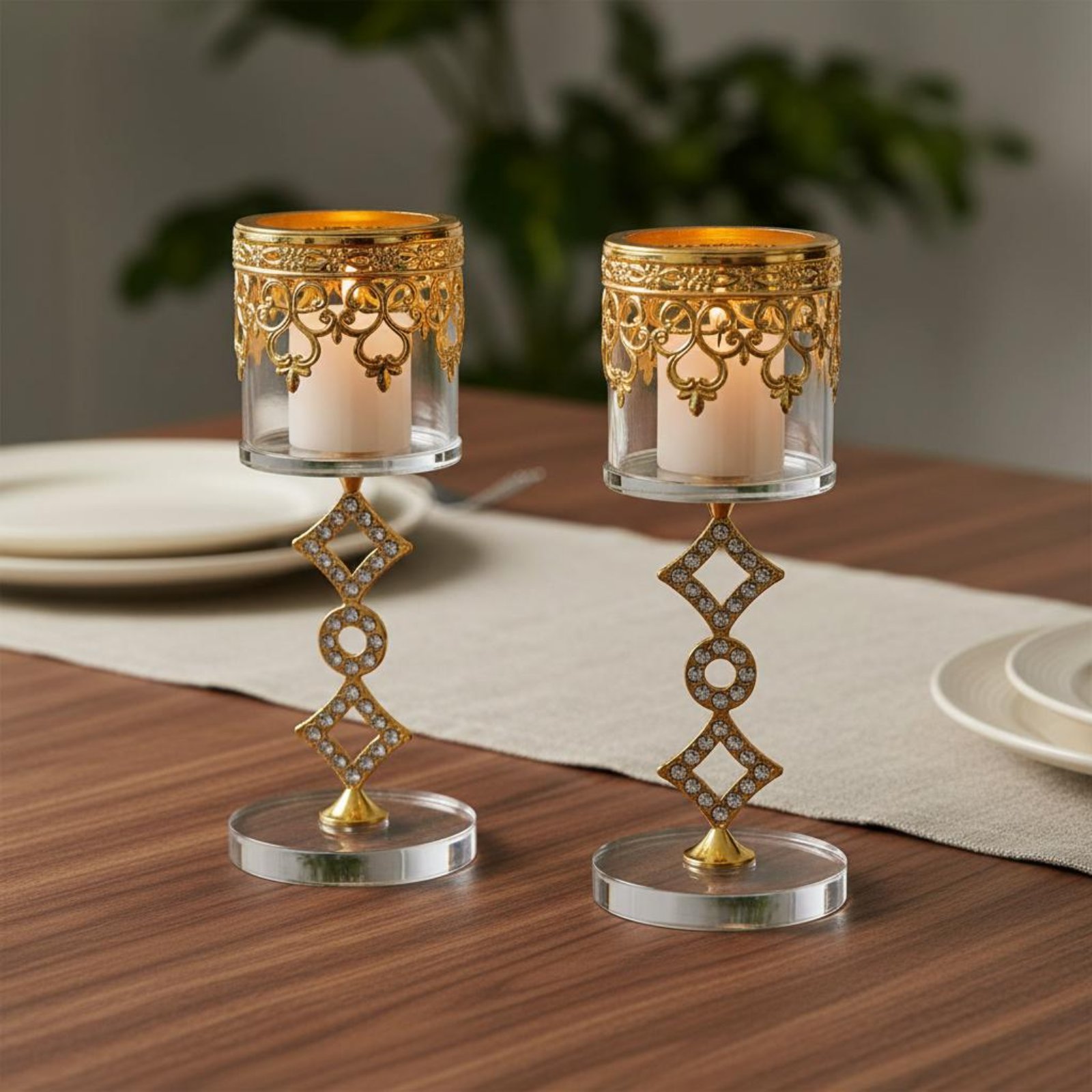 2 Pieces Crystal Metal Candle  - Candle Holder Set 리뷰 및 가격