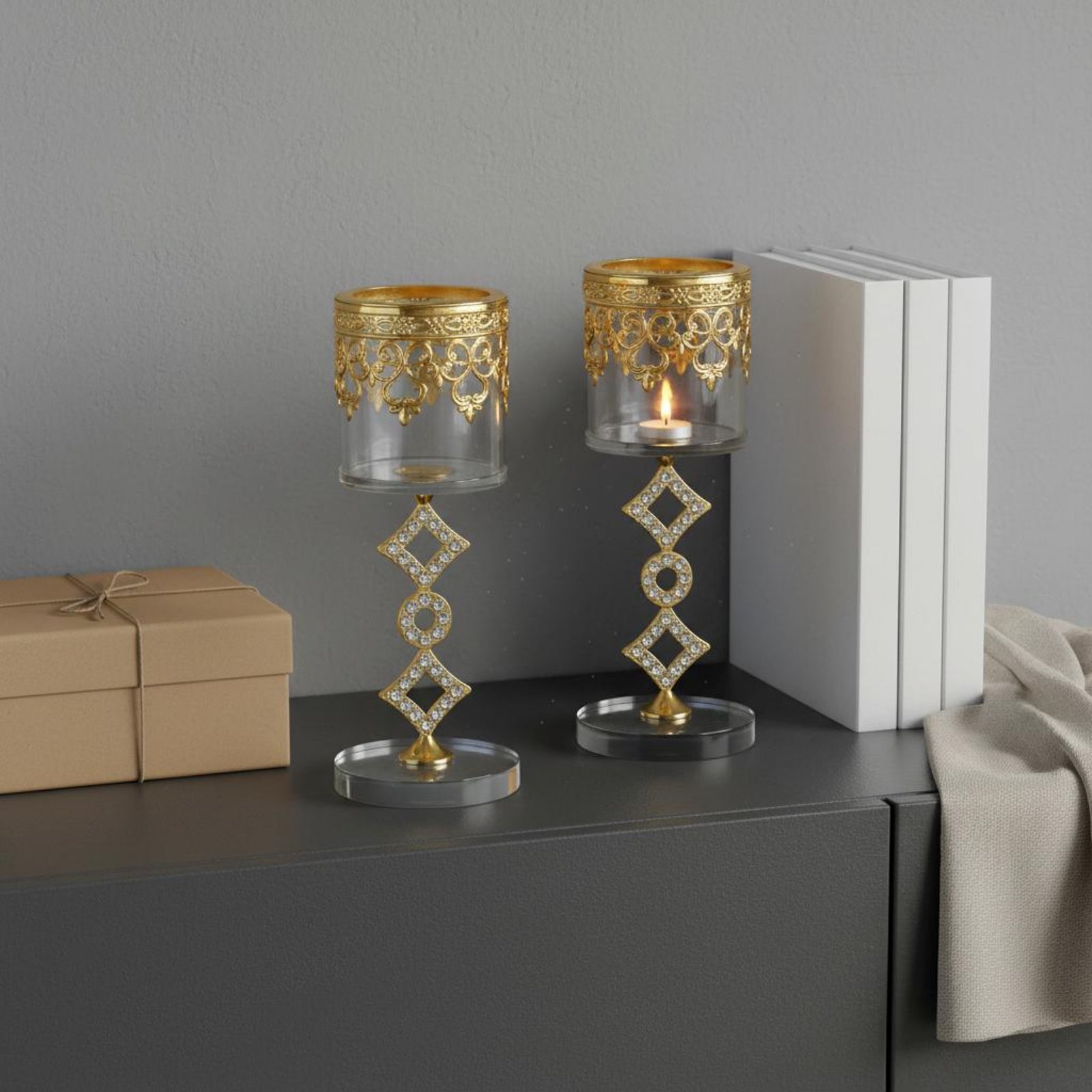 2 Pieces Crystal Metal Candle  - Candle Holder Set 리뷰 및 가격