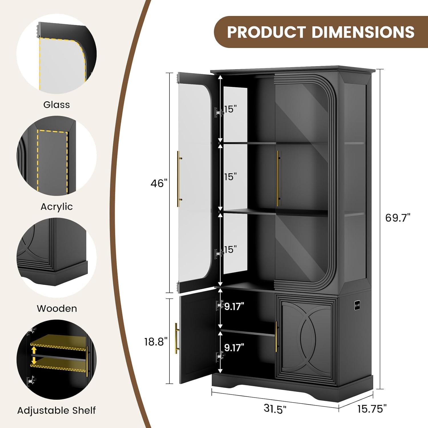 Display Curio Cabinet with Gla - Lighting & Home Decor Studio Photos 리뷰 및 가격