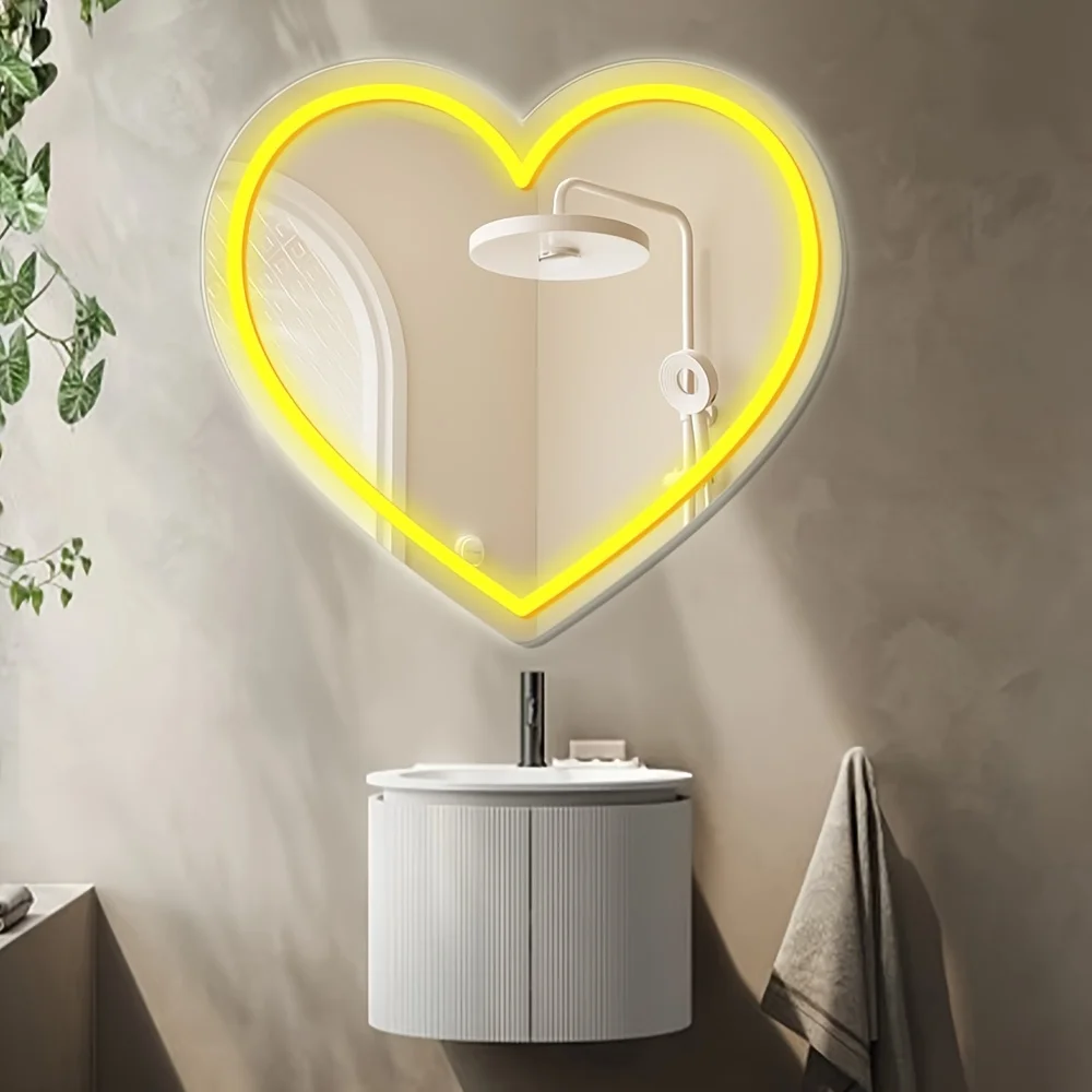 Heart Shape LED Mirror with Wa - Lighting Room Decor Photo 리뷰 및 가격