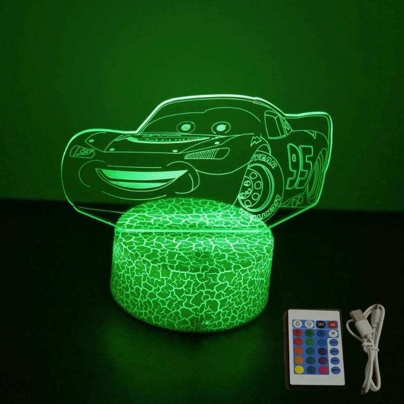 DSN Cute Car 3D Lamp LED Night - Lighting Mcqueen Decor 리뷰 및 가격