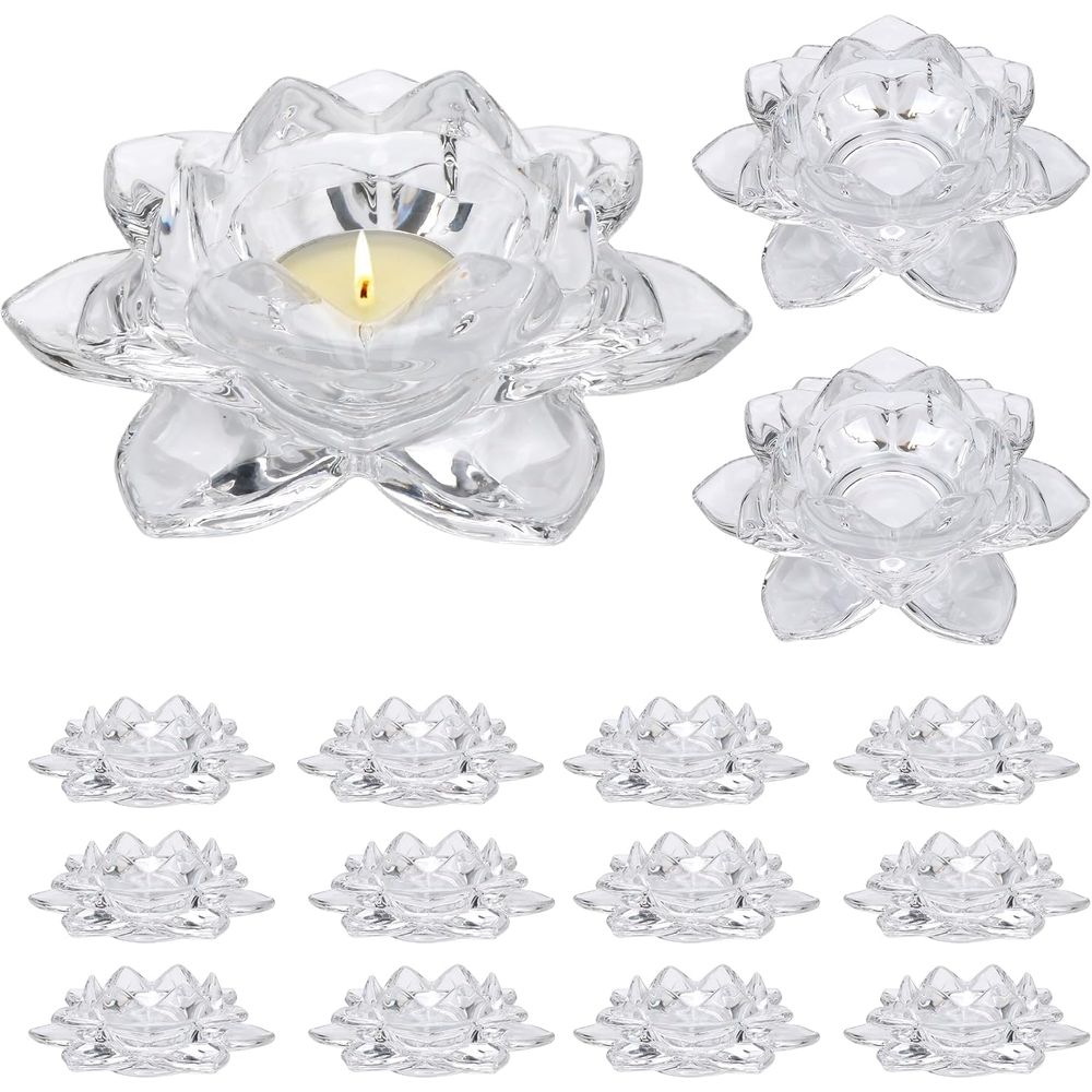 Crystal Glass Lotus Candle Hol - Candle Holder Set 리뷰 및 가격