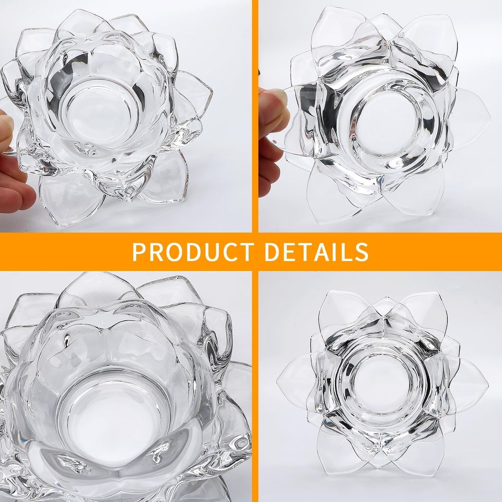 Crystal Glass Lotus Candle Hol - Candle Holder Set 리뷰 및 가격