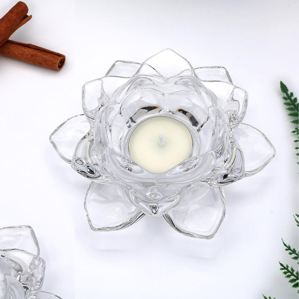 Crystal Glass Lotus Candle Hol - Candle Holder Set 리뷰 및 가격