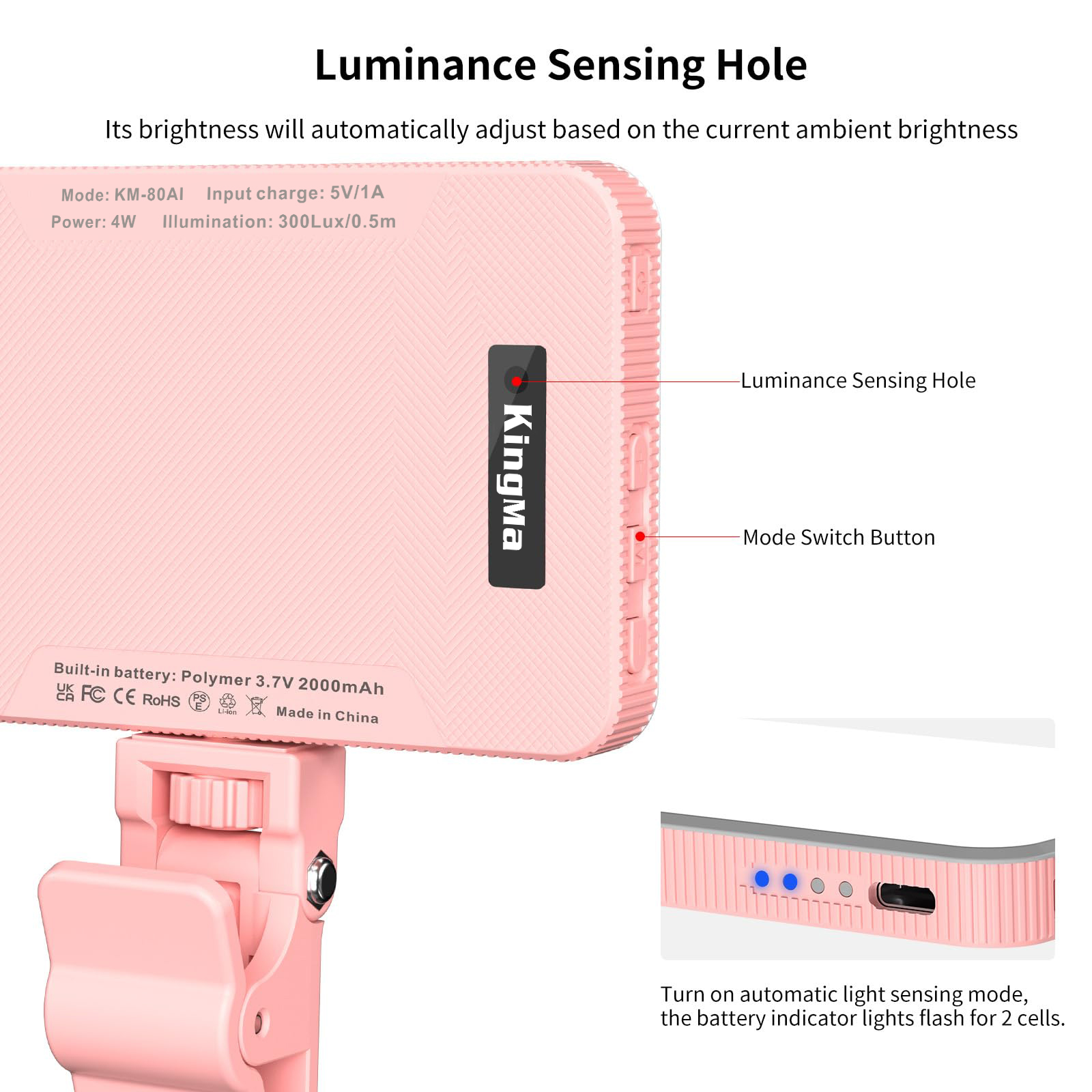 King Ma Pink Rechargeable Self - Lighting Gallery 리뷰 및 가격
