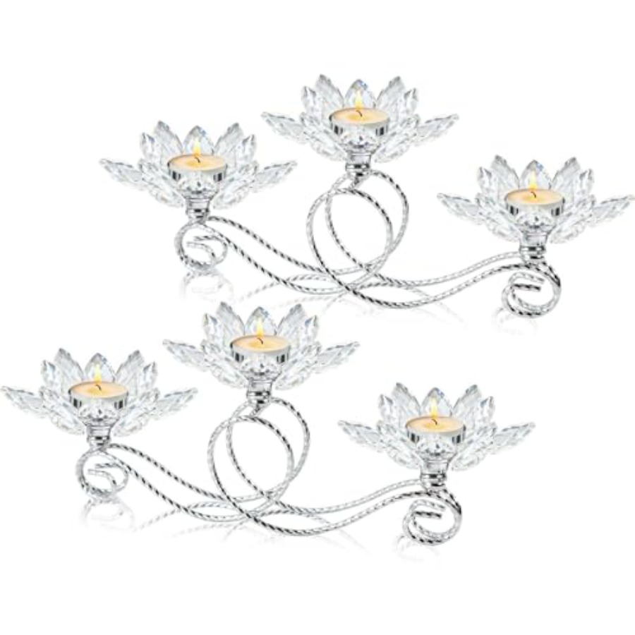 2Pcs Siver Crystal Metal Tea L - Candle Holder Set 리뷰 및 가격