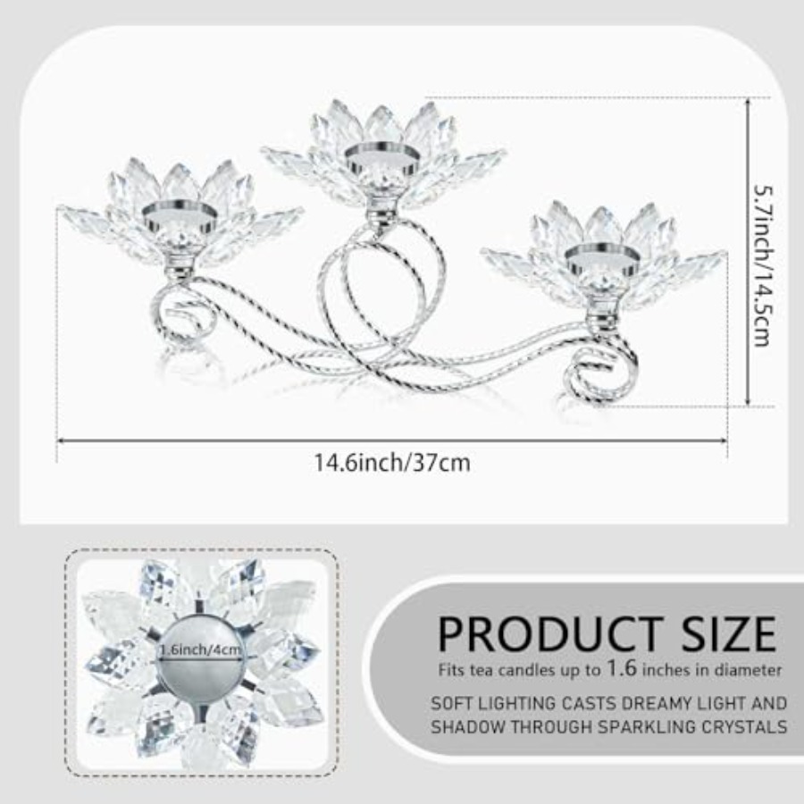 2Pcs Siver Crystal Metal Tea L - Candle Holder Set 리뷰 및 가격