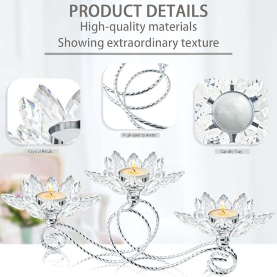 2Pcs Siver Crystal Metal Tea L - Candle Holder Set 리뷰 및 가격