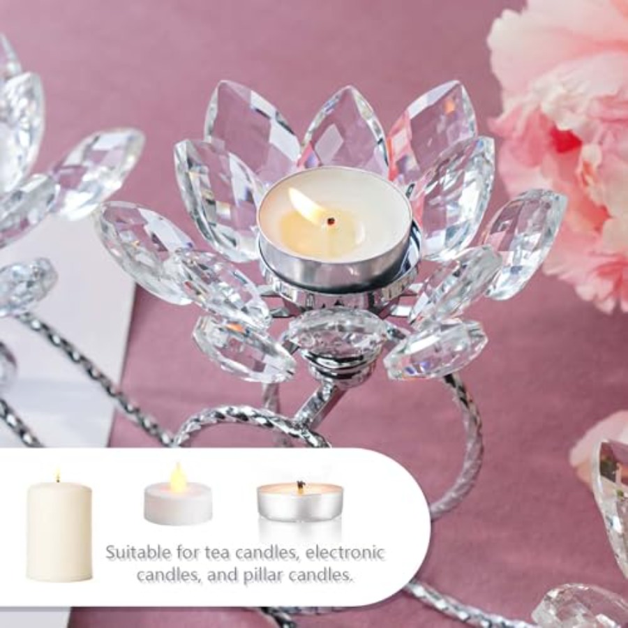 2Pcs Siver Crystal Metal Tea L - Candle Holder Set 리뷰 및 가격
