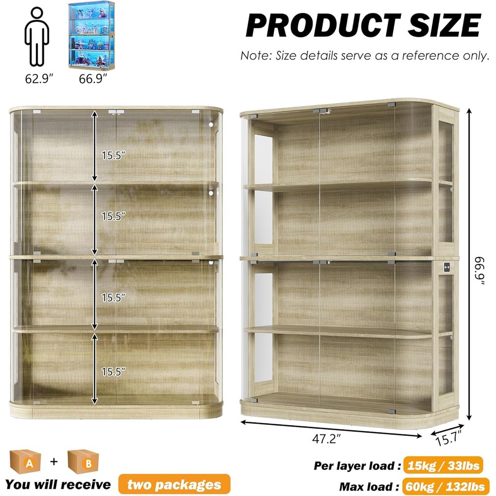 47.2 Glass-Door 4-Tier Display - Lighting & Home Decor Studio Photos 리뷰 및 가격