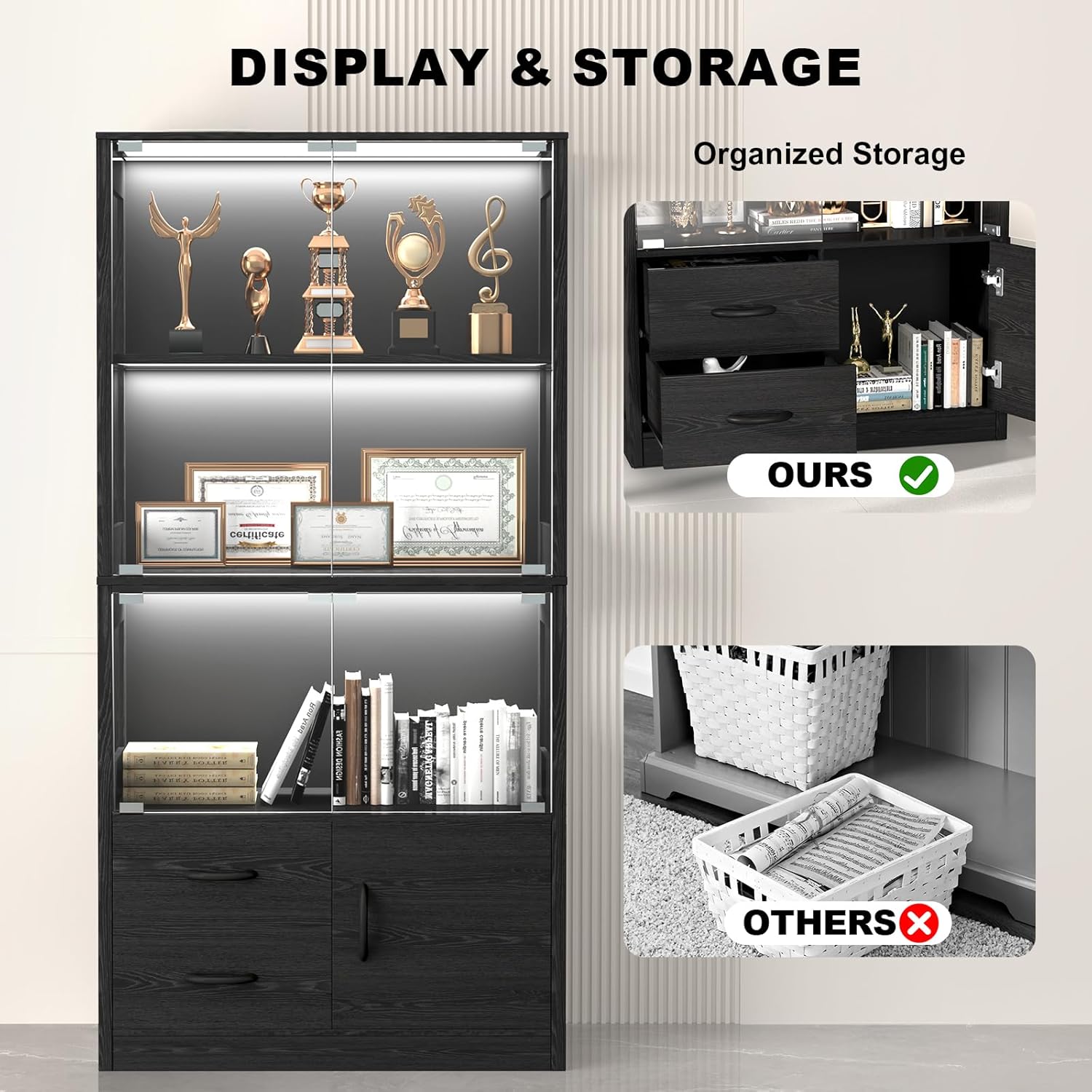 Display Cabinet with Glass Doo - Lighting & Home Decor Studio Photos 리뷰 및 가격