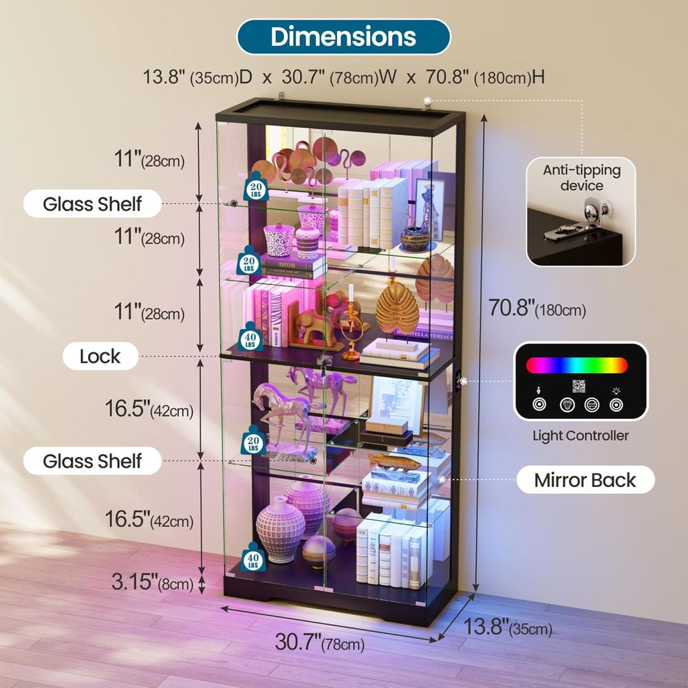 10-Tier Lockable Glass Display - Lighting & Home Decor Studio Photos 리뷰 및 가격