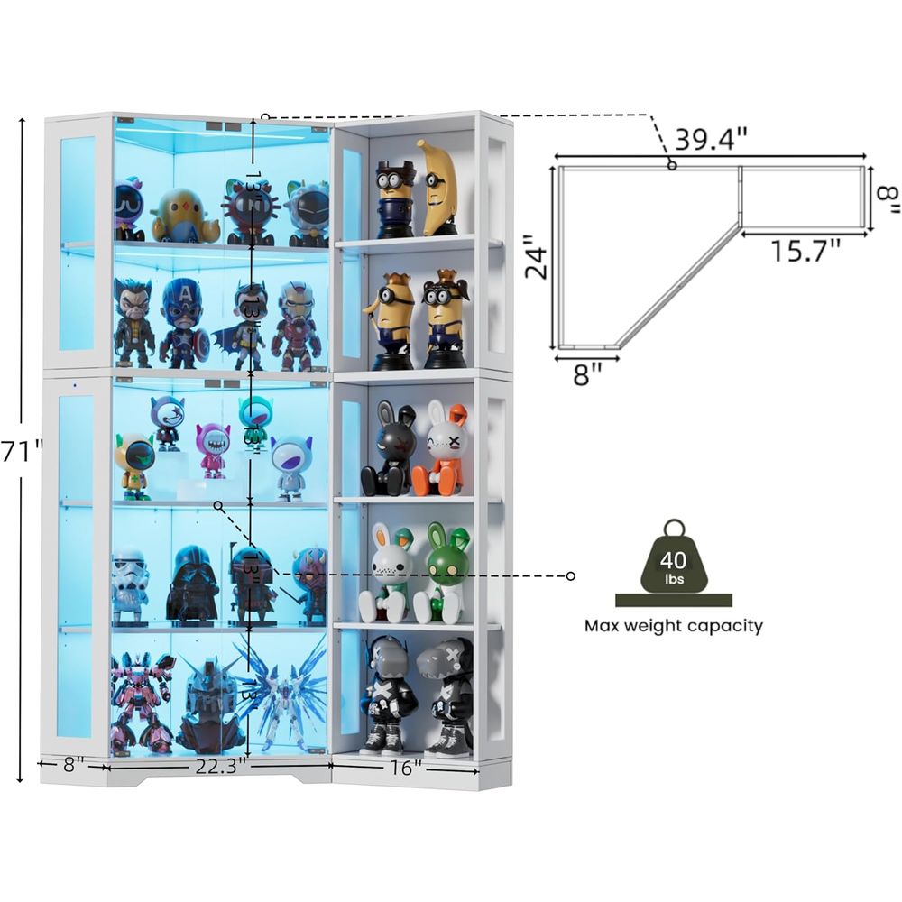 5-Tier Glass Display Cabinet w - Lighting & Home Decor Studio Photos 리뷰 및 가격