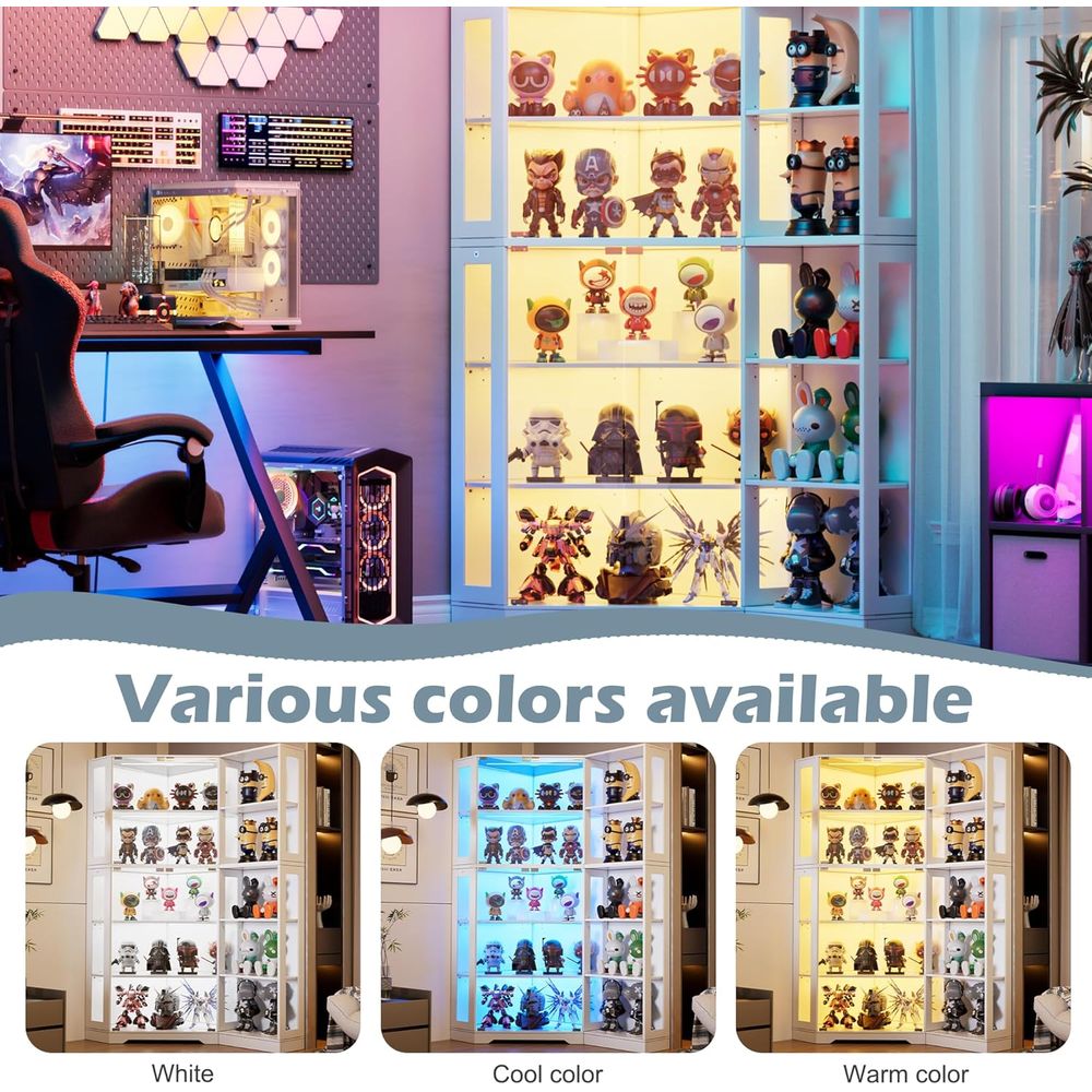 5-Tier Glass Display Cabinet w - Lighting & Home Decor Studio Photos 리뷰 및 가격