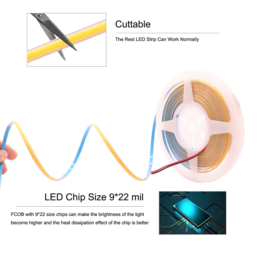 5mm  COB LED Strip 384LEDs/m S - Lighting Decor And More 리뷰 및 가격