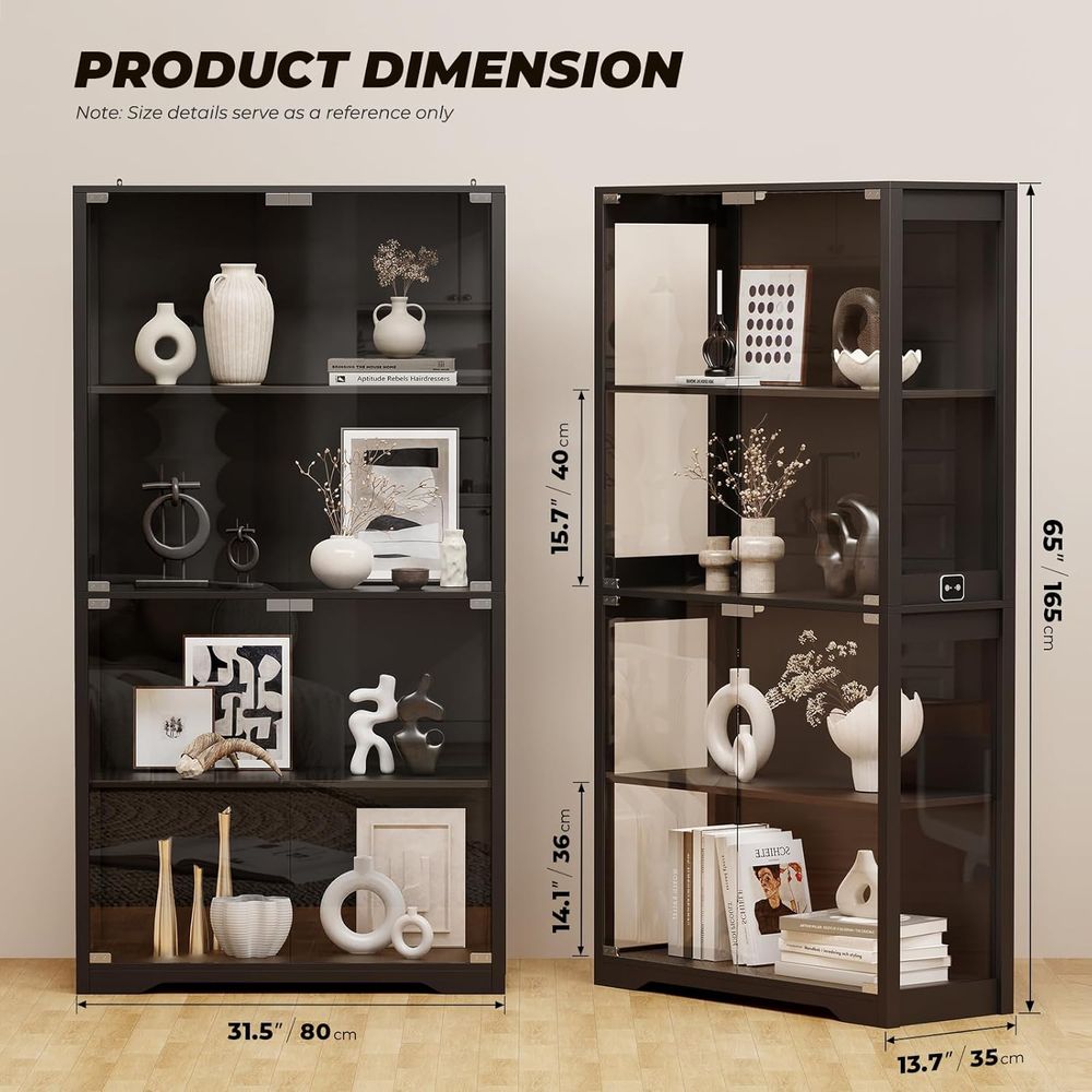 4-Tier Glass Display Cabinet w - Lighting & Home Decor Studio Photos 리뷰 및 가격