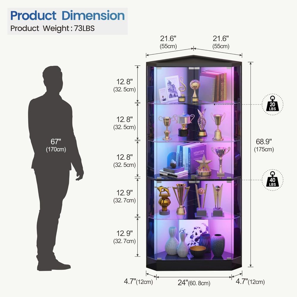 69 Black 5-Tier Glass Display  - Lighting & Home Decor Studio Photos 리뷰 및 가격