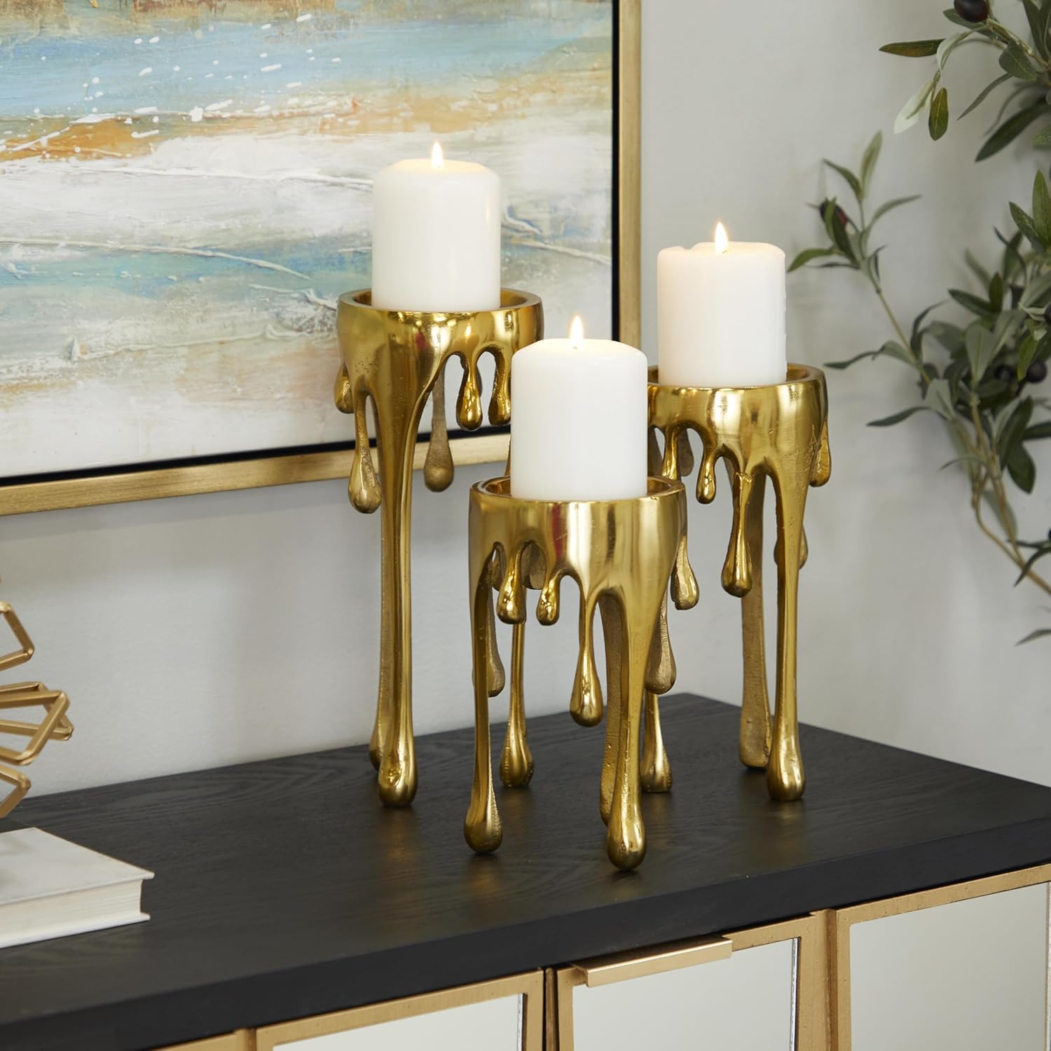 Gold Abstract Aluminum Candle  - Candle Holder Set 리뷰 및 가격