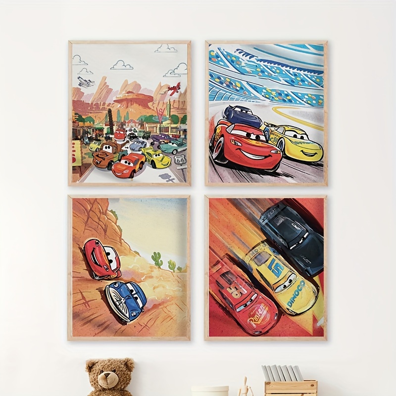 Cartoon Cars Watercolor Art Pr - Lighting Mcqueen Decor 리뷰 및 가격
