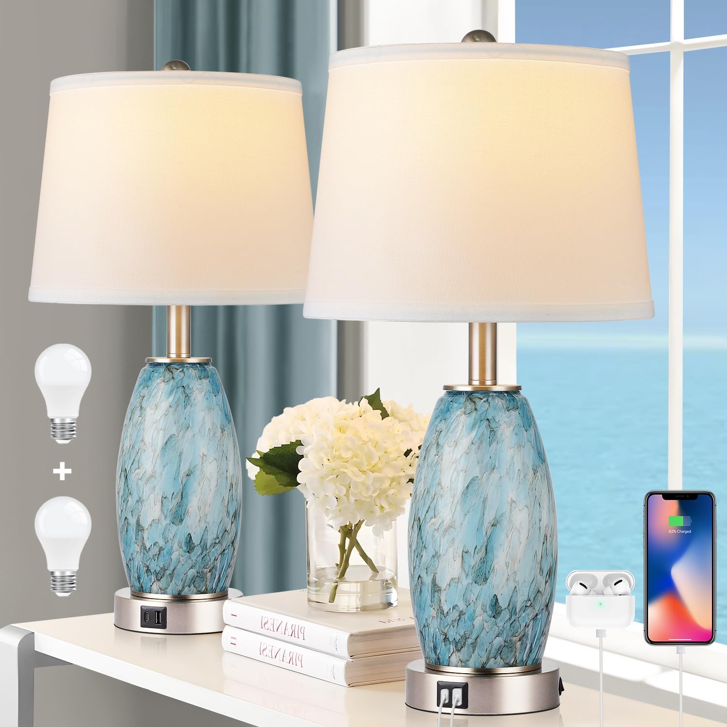 Table Lamps Set of 2 with 3-Wa - Lighting Decoration In Bedroom 리뷰 및 가격