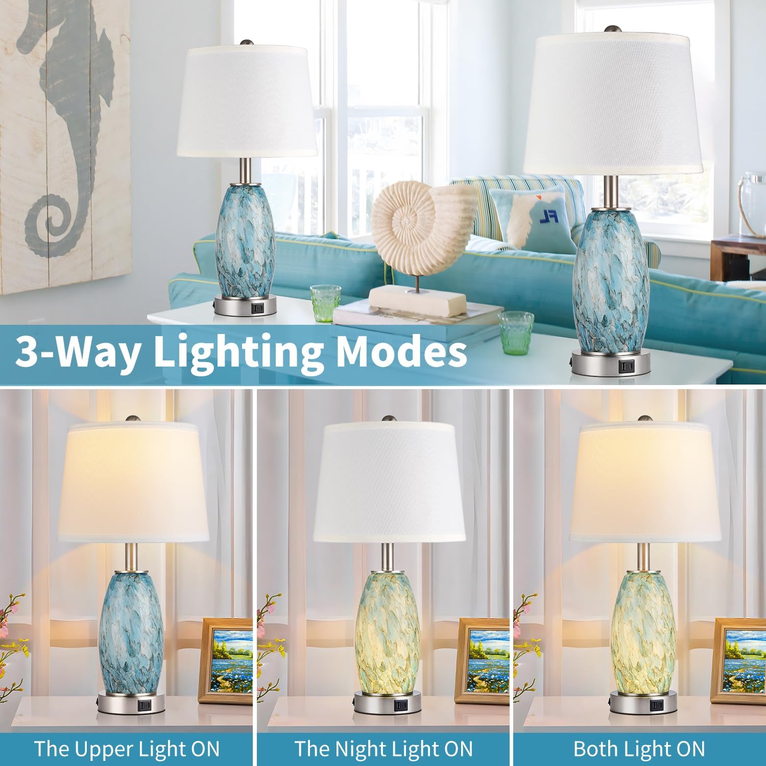 Table Lamps Set of 2 with 3-Wa - Lighting Decoration In Bedroom 리뷰 및 가격
