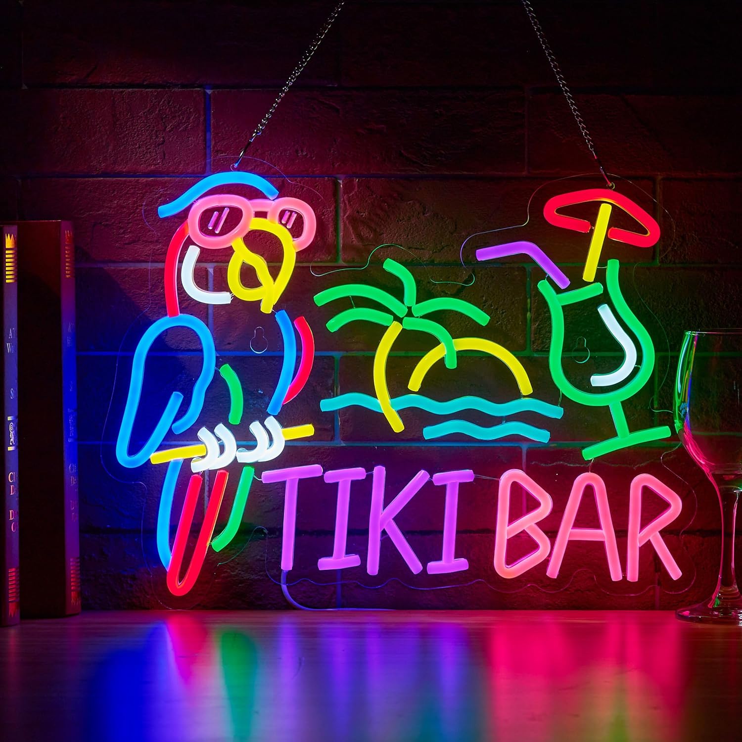 Tiki Bar Parrot Palm Tree Neon - Lighting Decoration In Bedroom 리뷰 및 가격